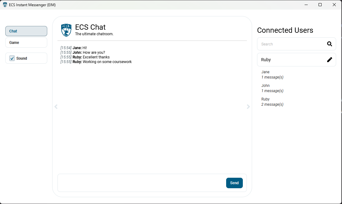 ECS Chat window with chat open