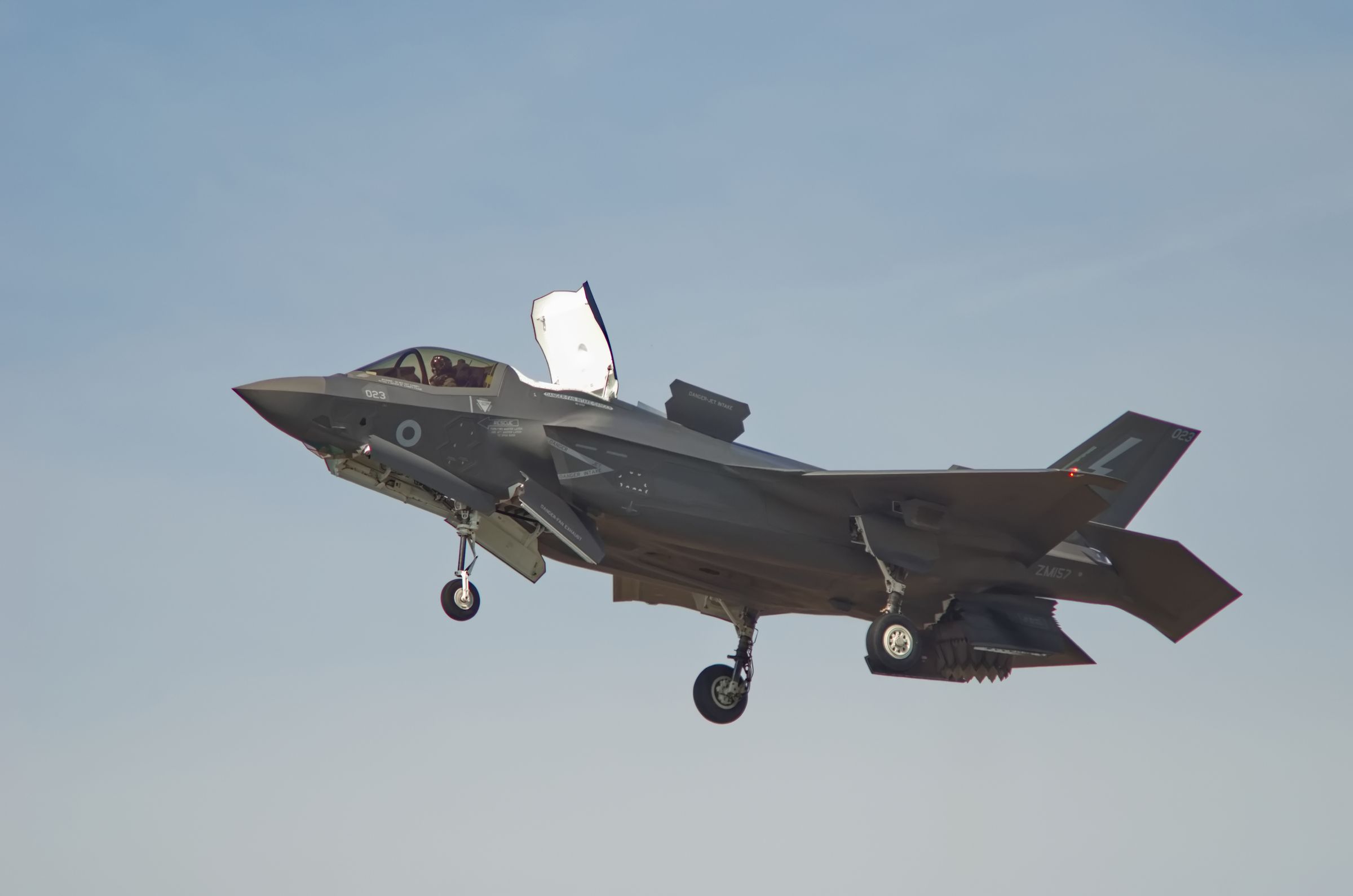 An RAF F-35B Lightning II at RAF Fairford during RIAT 2022.